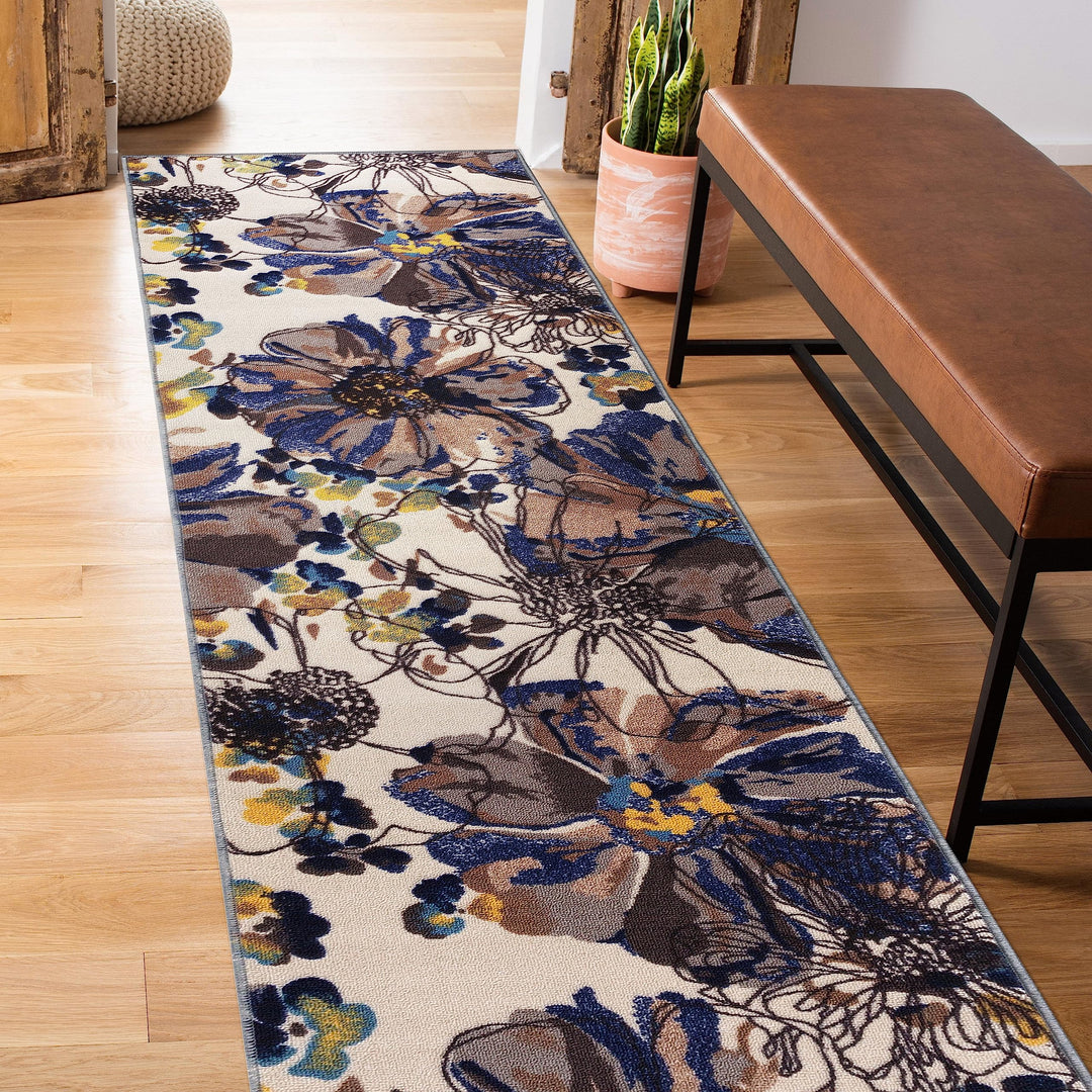 Rugshop Modern Bright Flowers Non-Slip (Non-Skid) Area Rug