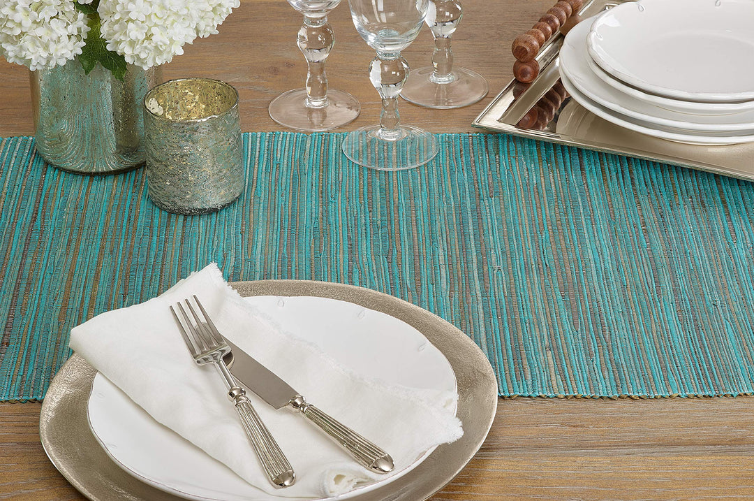 Nubby Table Runner With Shimmering Woven Design