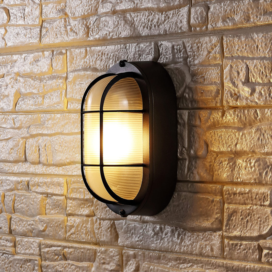 Lighting Outdoor Wall Sconce 5" W X 4" D 9" H Black Modern Contemporary Glass