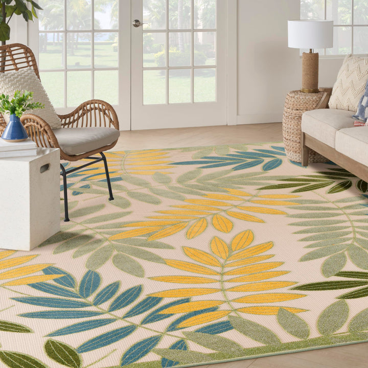 Nourison Aloha Indoor/Outdoor Green Multicolor 9' x 12' Area Rug Easy Cleaning 9' x 12' - Green/Multi