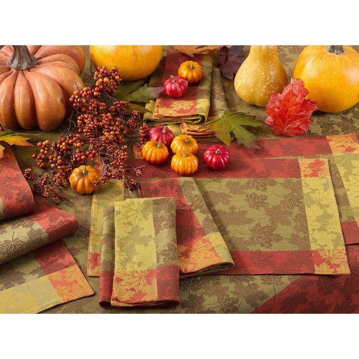 4 Piece Multi Autumn Leaf Floral Print Placemats Set Elegance Colorful Fall - Diamond Home USA