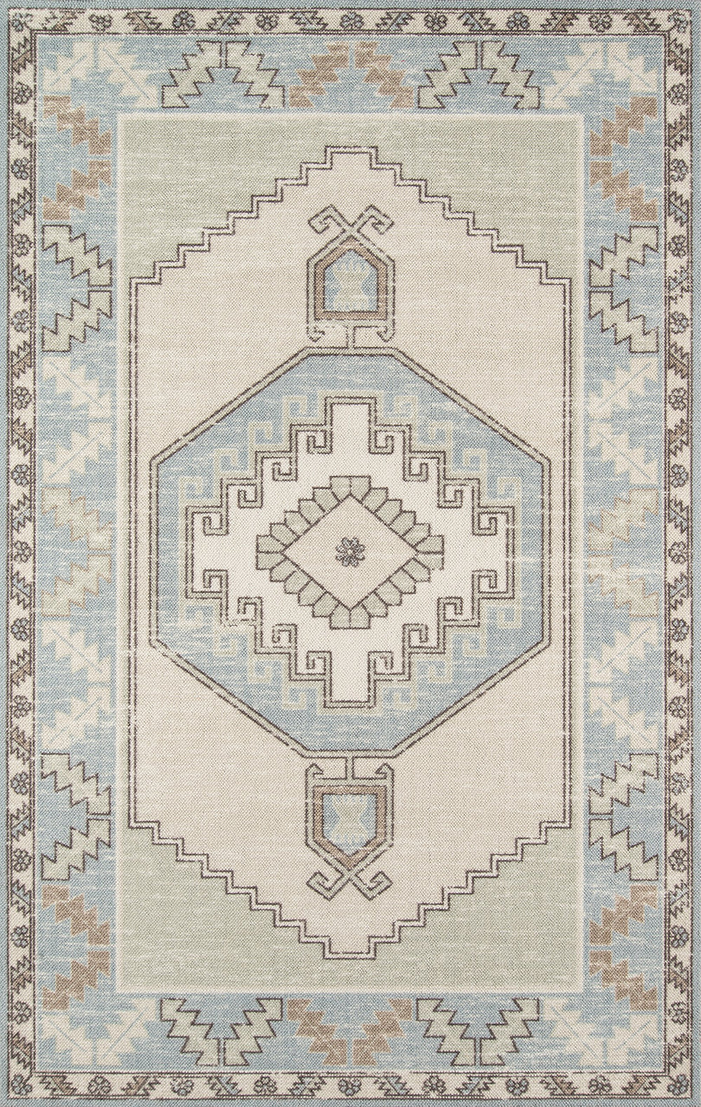 Momeni Anatolia Wool and Nylon Area Rug 7'9" X 9'10" Light Blue 7'9" x 9'10" - Light Blue