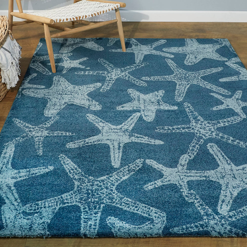 Balta Rugs Leyton Starfish Print Area Rug Blue 7' 10" x 10' - Diamond Home USA