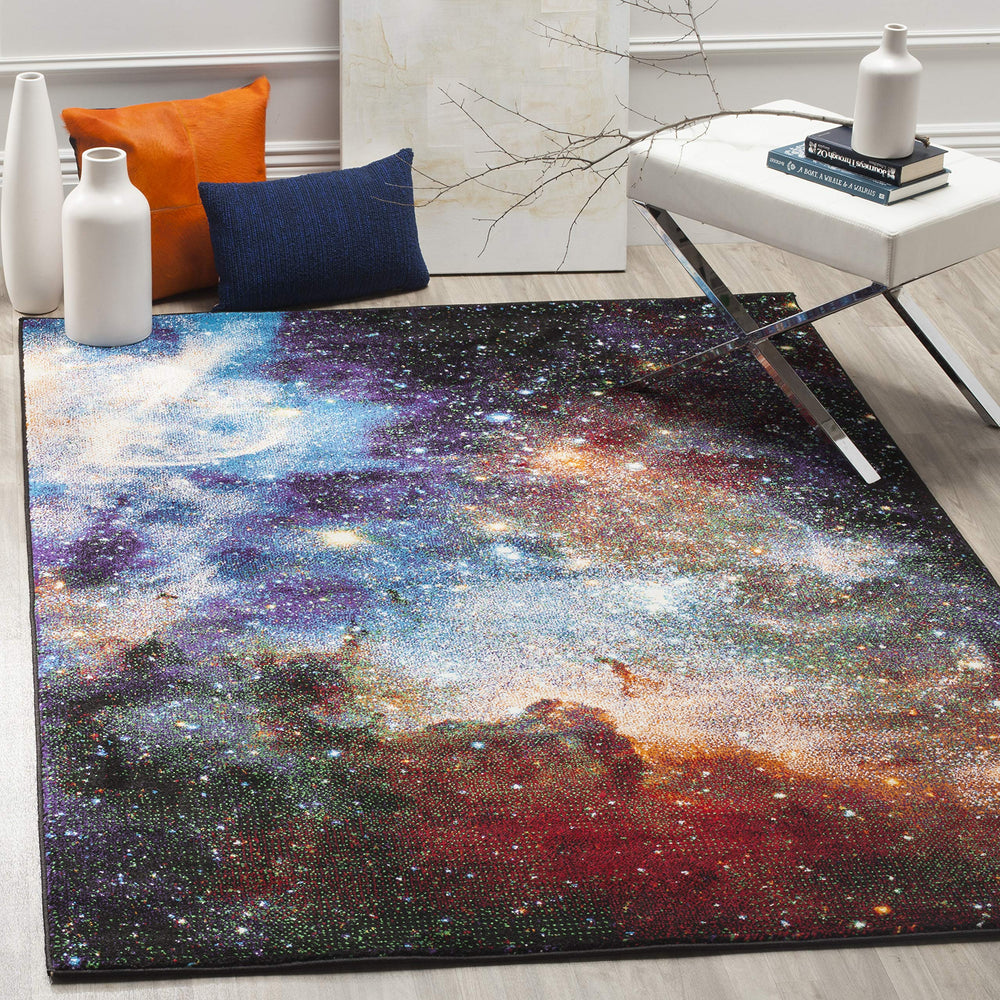 SAFAVIEH Galaxy Collection Accent Rug - 4' x 6' Purple & Multi Abstract Design