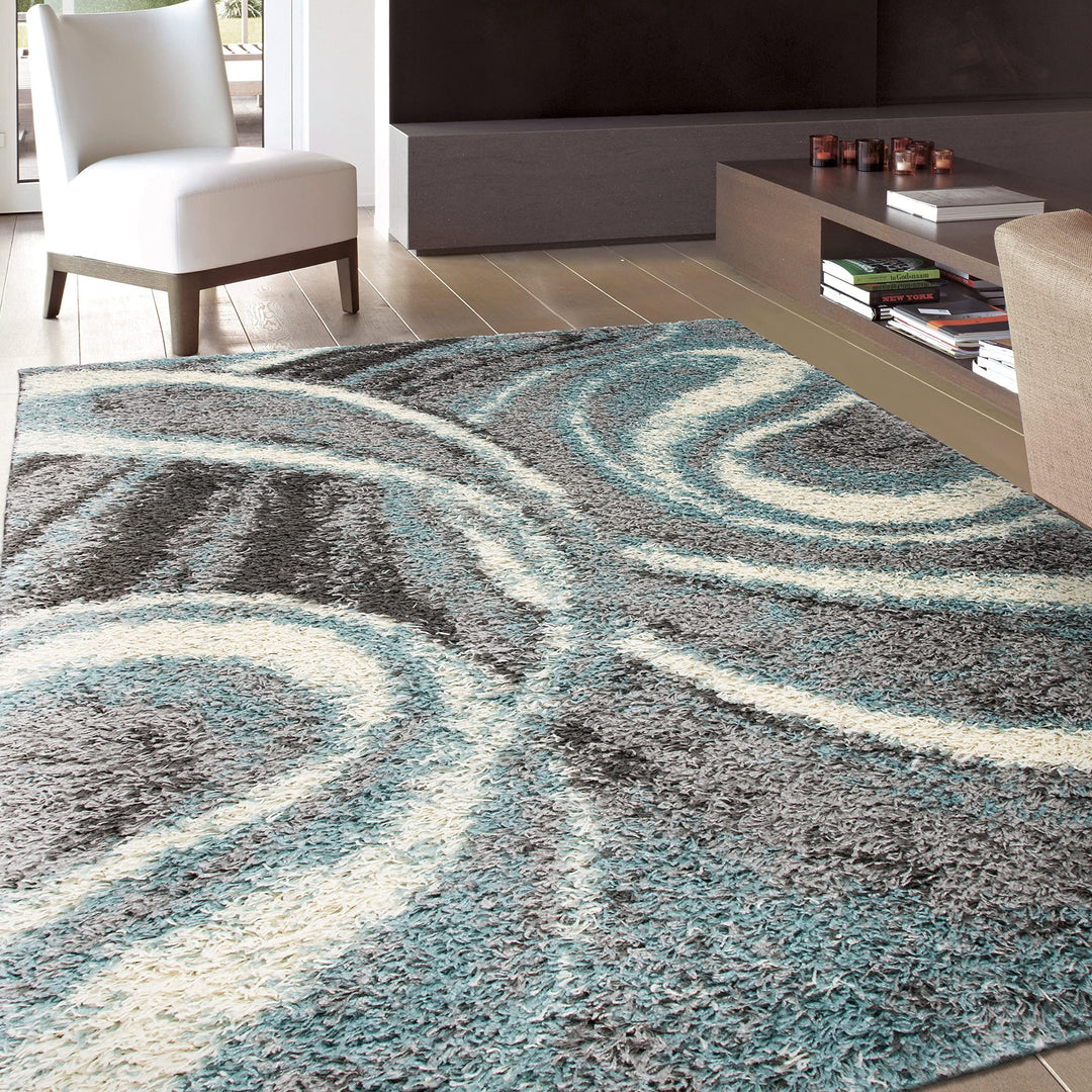 Rugshop Contemporary Cozy Plush Shag Area Rug 5' x 7' Blue 5'x7'