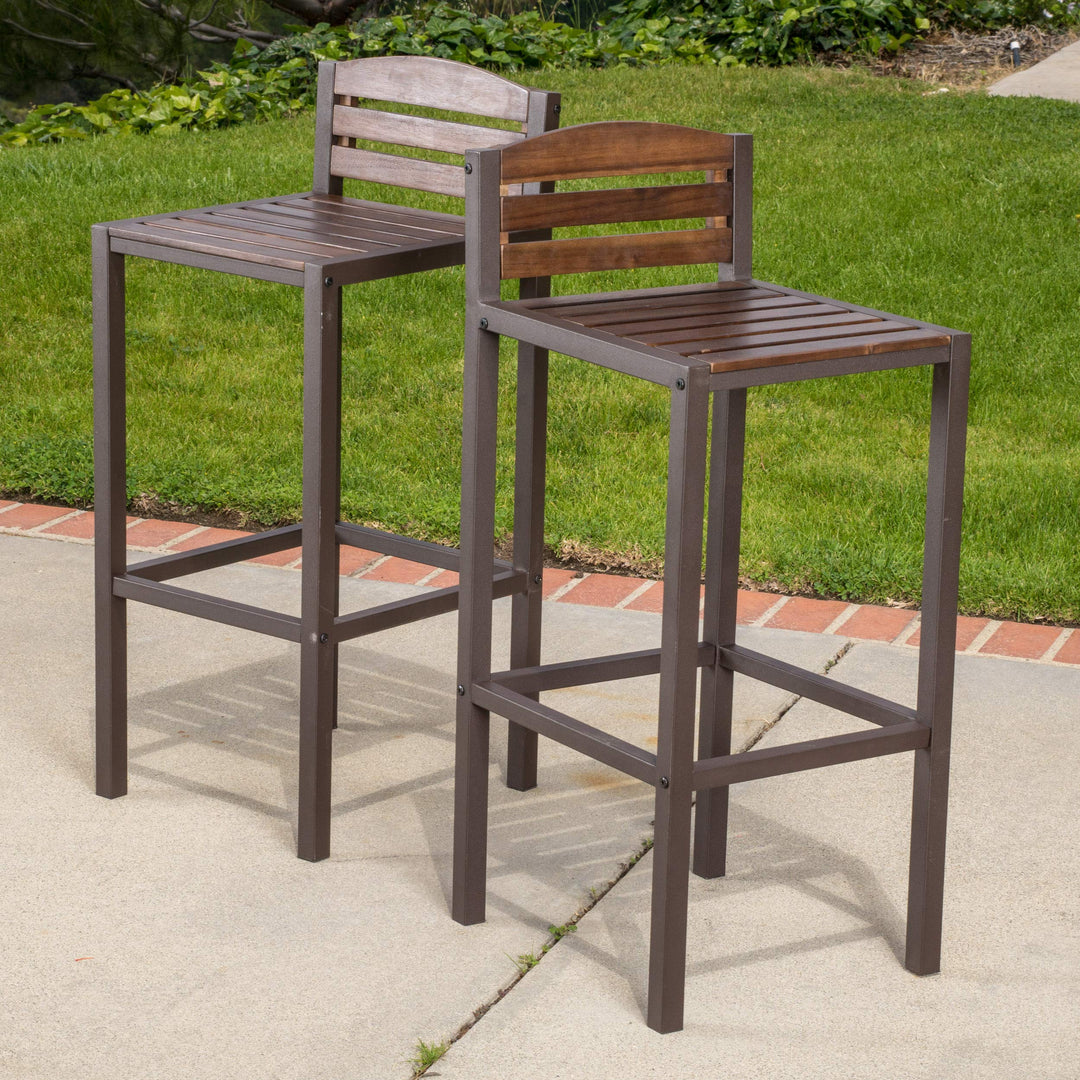 Christopher Knight Home Milos Acacia Barstools 2-Pcs Set Dark Brown / Rustic