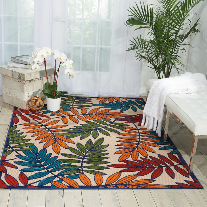 Nourison Aloha Indoor/Outdoor Area Rug 5' 3" x 7' 5" Multi Color Rectangular 5'3" x 7'5" - Multicolor