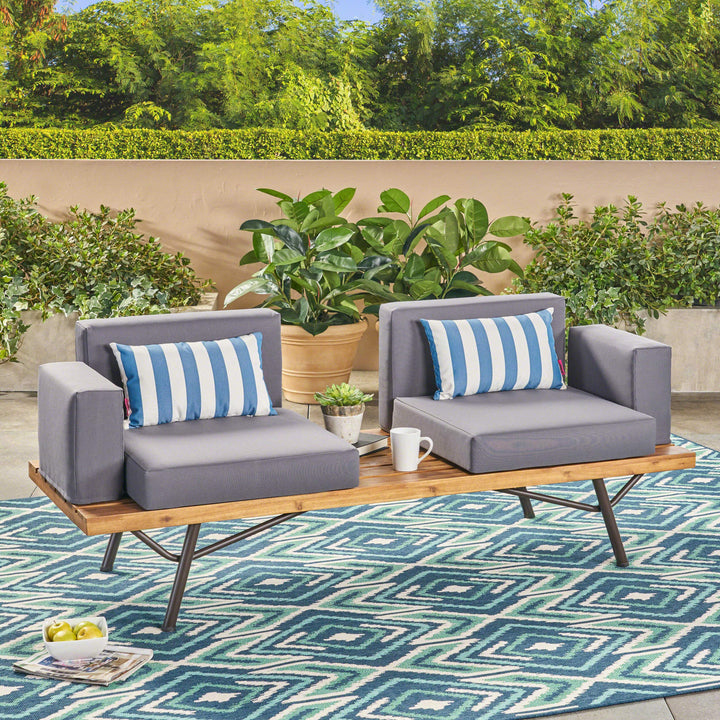 Christopher Knight Home Baish Outdoor Acacia Wood 2 Seater Sofa Teak Finish/Dark