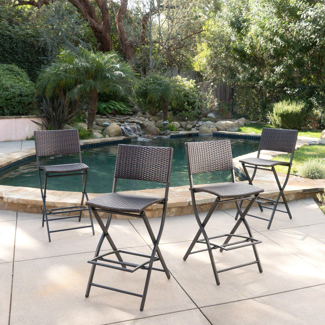 Christopher Knight Home Margarita Outdoor Wicker Barstools 4-Pcs Set Multibrown