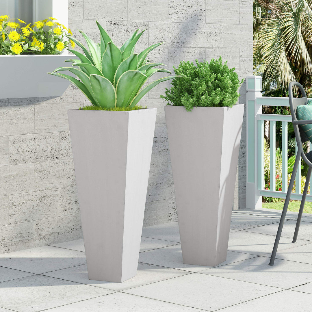 Christopher Knight Home Ella Outdoor Planter Sets Large Matte White