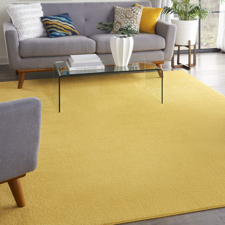 Nourison Essentials Indoor/Outdoor Yellow 9' x 12' Area Rug Easy Cleaning Non 9' x 12' - Yellow