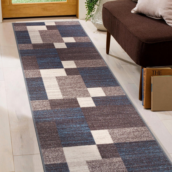 Modern Boxes Design Non-Slip (Non-Skid) Runner Rug