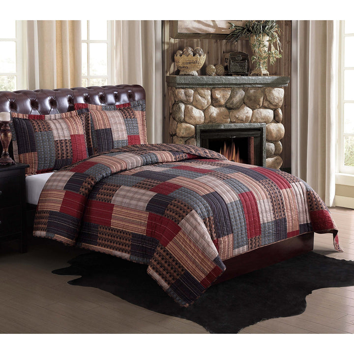 2 Piece Patchwork XL Size Quilt Set Cabin