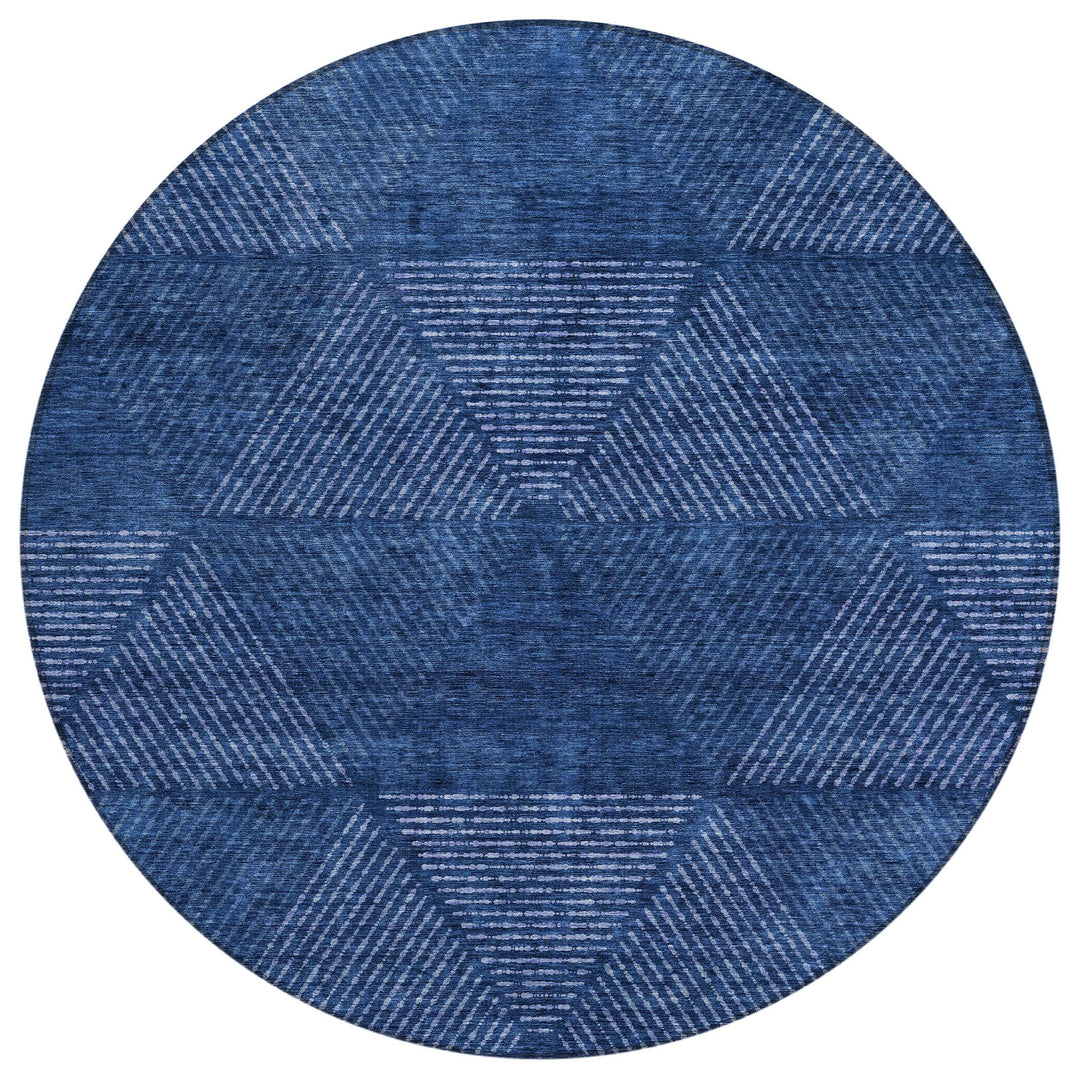 Addison Rugs Chantille ACN777 Navy 8' x 8' Indoor/Outdoor Round Rug Machine Navy - 8' x 8'