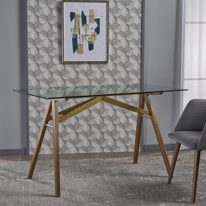 Christopher Knight Home Camila Mid-Century Tempered Glass Desk with Acacia