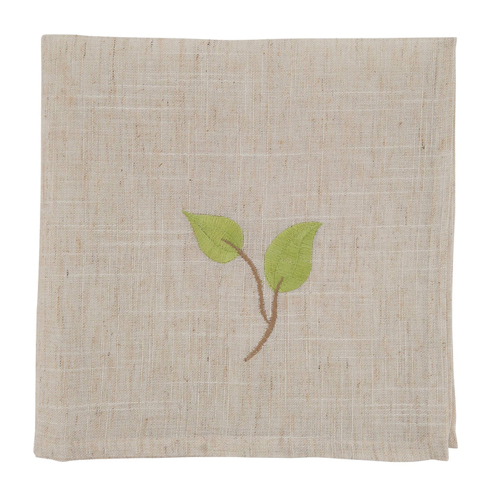 Embroidered Table Napkins with Vine Design (Set of 4) - 20" X Brown Square Linen