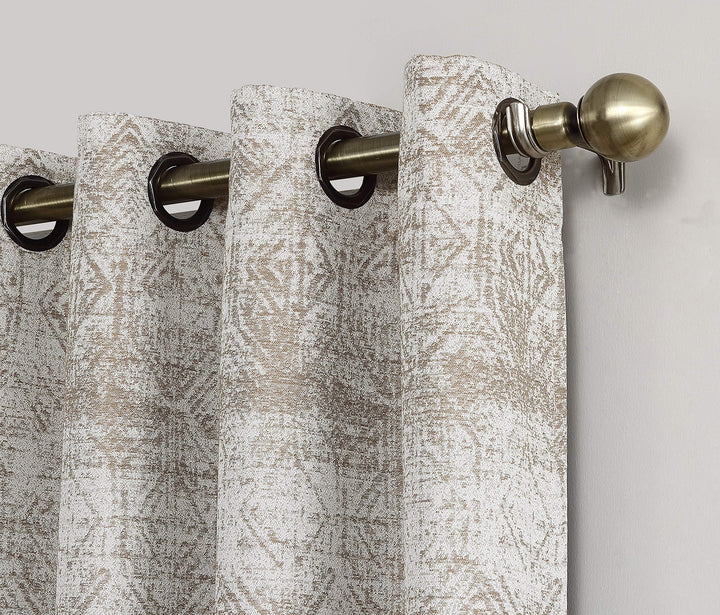 Sun Zero Darren Distressed Woven Jacquard Blackout Grommet Curtain Panel 50" x 84 Inches - Camel