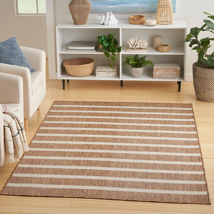 Nourison Positano Indoor/Outdoor Jute Ivory 5' x 7' Area Rug Easy Cleaning Non 5' x 7' - Jute/Ivory