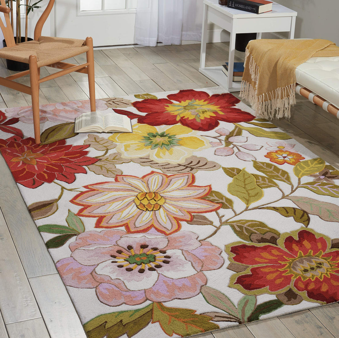 Nourison Fantasy Ivory 3'6" x 5'6" Area-Rug Modern Floral Bed Room Living Room 3'6" x 5'6" - Ivory