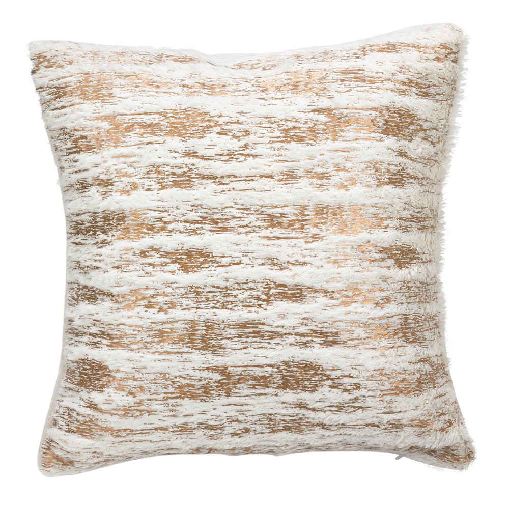 SARO LIFESTYLE Brushed Metallic Foil Collection Faux Fur Print Pillow 15" Gold Gold - 15"X15"