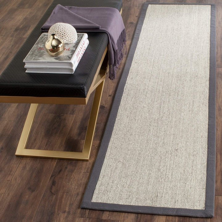 SAFAVIEH Natural Fiber Collection Runner Rug - 2'6" x 8' Marble & Grey Border