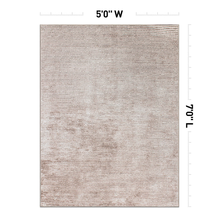 Contemporary Distressed Stripe Machine Washable Area Rug