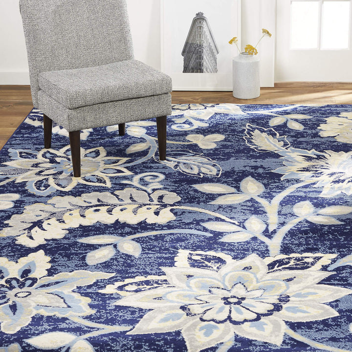 Home Dynamix Tremont Teaneck Transitional Area Rug Floral Navy Blue 3'3"x5'2" Navy blue - 3'3"x5'2" - 3' x 5' - Rectangle