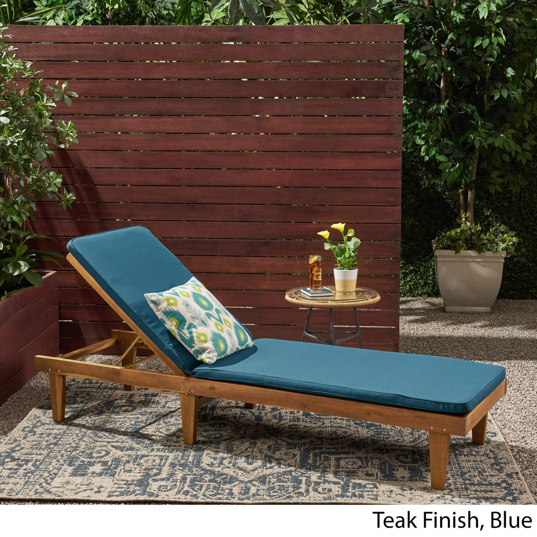 Nadine Outdoor Acacia Wood Chaise Lounge and Cushion Set by Christopher Knight Home