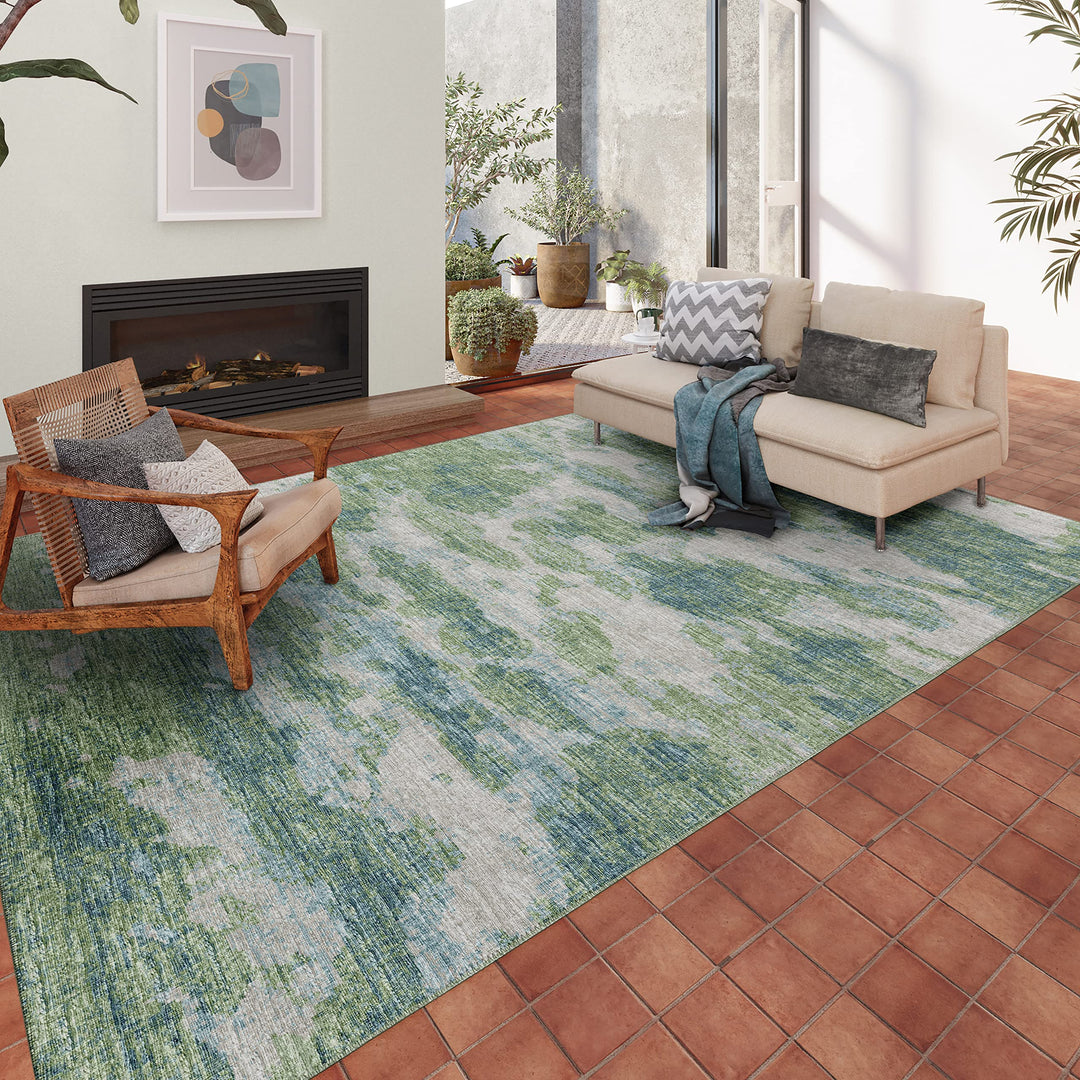 Indoor/ Outdoor Accord Modern Waves Washable Rug New