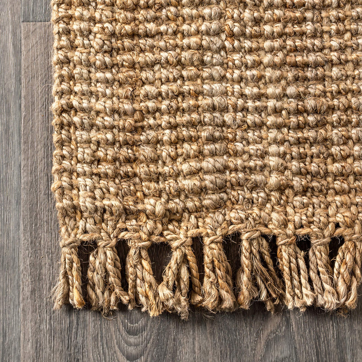 JONATHAN Y Maras Hand Woven Chunky Jute with Fringe Area Rug