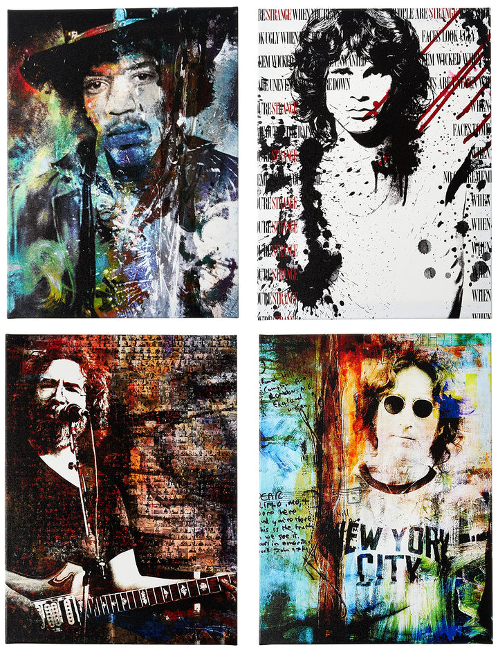 Ready2HangArt Rock Stars 4 Piece Modern Contemporary Canvas Wall Art Print