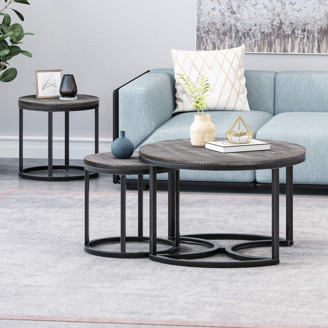 Christopher Knight Home Roberta Coffee Table Set Gray Pewter