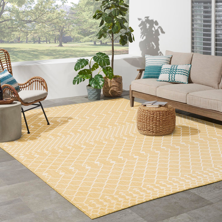 Nourison Positano Indoor/Outdoor Yellow 8' x 10' Area Rug Easy Cleaning Non 8' x 10' - Yellow