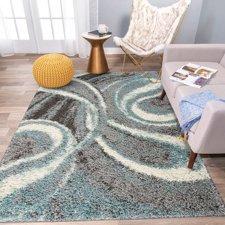 Rugshop Contemporary Cozy Plush Shag Area Rug 5' x 7' Blue 5'x7'