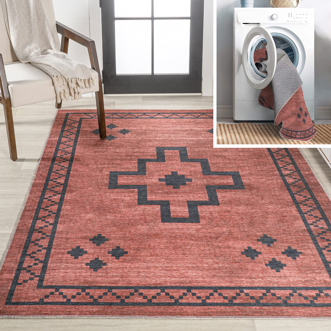 JONATHAN Y WSH118A-3 Korsa Geometric Medallion Machine-Washable Indoor Area -rug 3 X 5