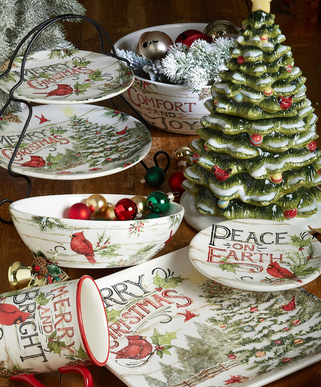 Certified International Evergreen Christmas Rectangular Platter 16".