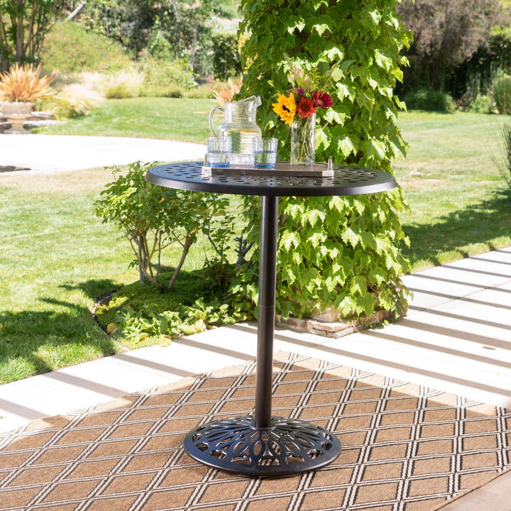 Christopher Knight Home Arlana Outdoor Cast Aluminum Bar Table Shiny Copper