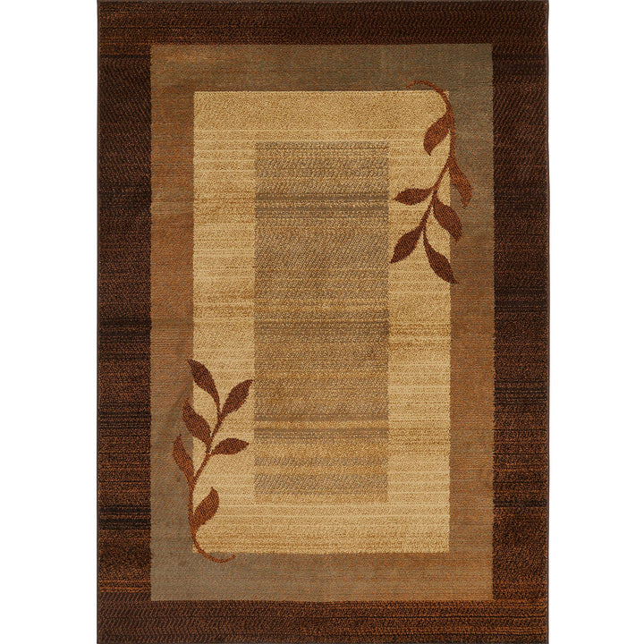 Traditional Brown-Blue Area Rug (43"x62") Blue Brown Border Modern