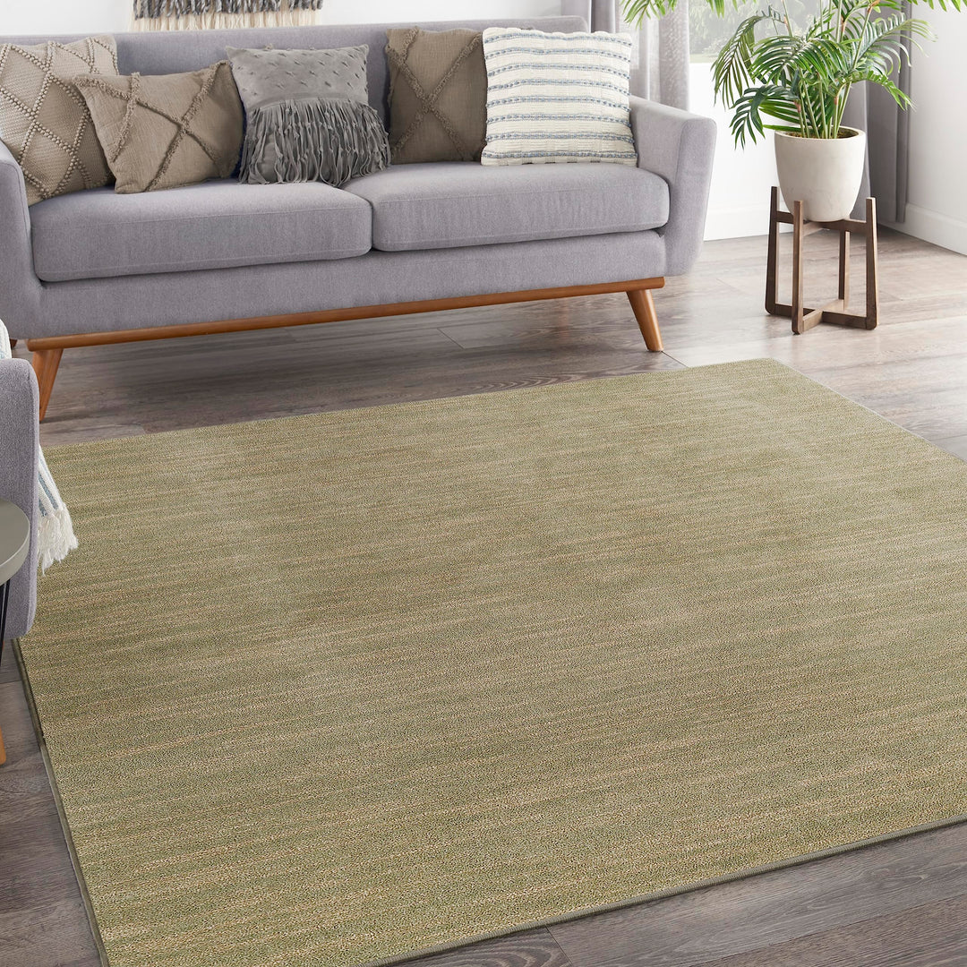 Nourison Essentials Indoor/Outdoor Green Gold 7' x Square Area Rug Easy Cleaning 7' Square - Green/Gold