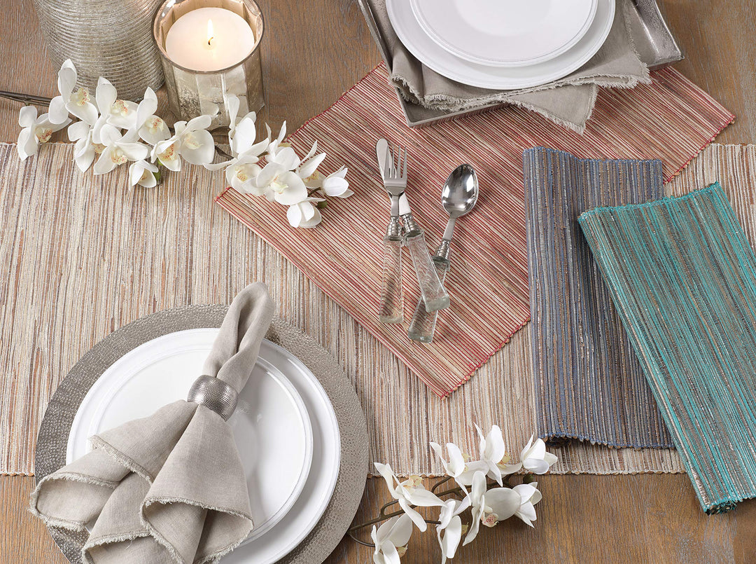 Nubby Table Runner With Shimmering Woven Design