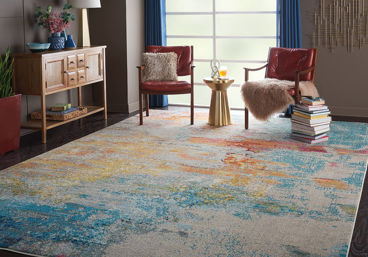 Nourison Celestial Modern Abstract ealife 9' x 12' Area-Rug Easy-Cleaning Non 9' x 12' - Sealife