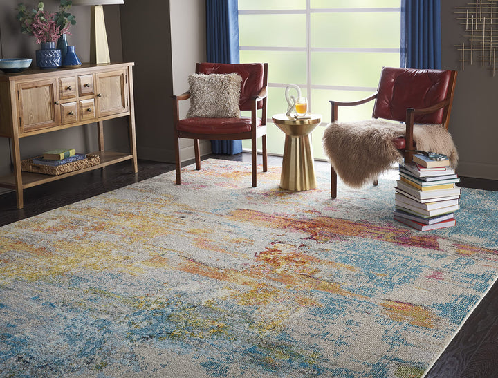 Nourison Celestial Modern Abstract Ivory/Teal Area-Rug