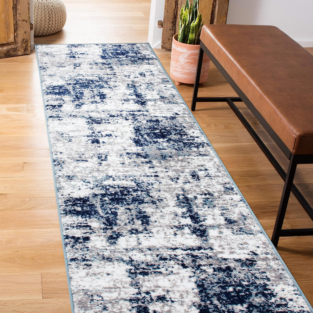 Rugshop Distressed Abstract Runner Rug 2' x 7' Blue 2'x7' Runner - Blue