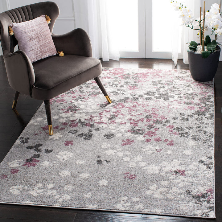 SAFAVIEH Adirondack Collection Accent Rug - 4' x 6' Light Grey & Purple Floral 4' x 6' - Light Grey/Purple