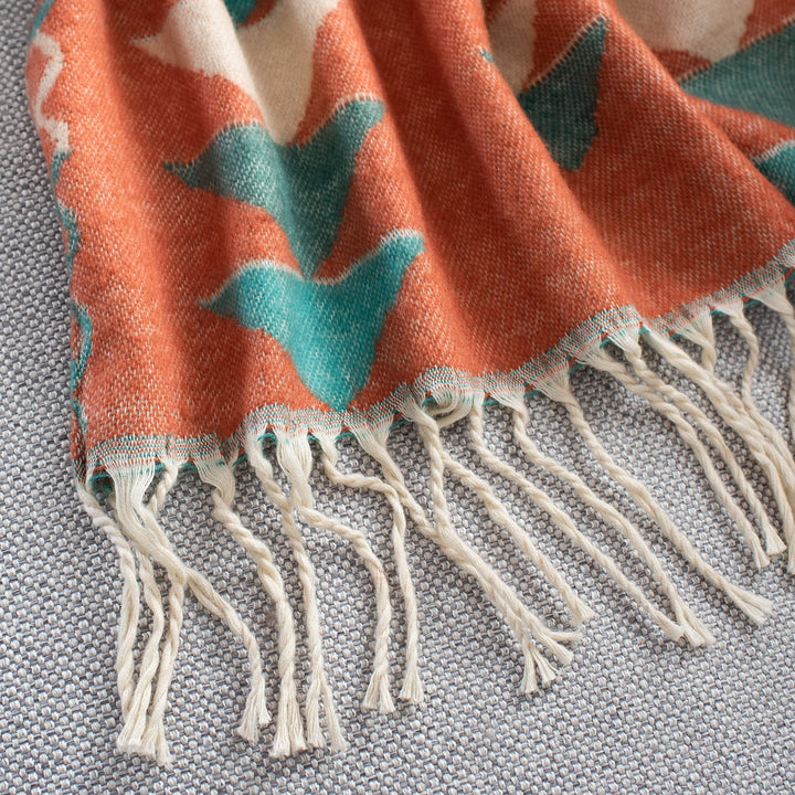 Boho Fringe 50 X 70-inch Accent Throw Blanket Orange Geometric Modern