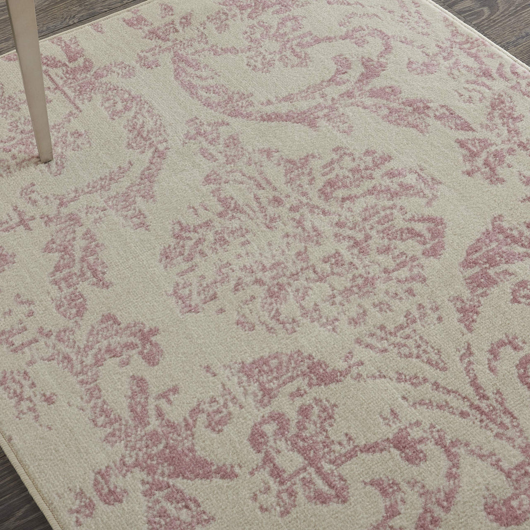 Nourison Jubilant Damask Ivory/Pink 3' x 5' Area -Rug Easy -Cleaning Non 3' x 5' - Ivory/Pink