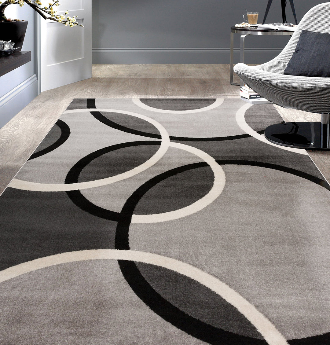 Rugshop Contemporary Abstract Circles Area Rug 5' 3" x 7' 3" Gray 5'3" x 7'3" - Gray