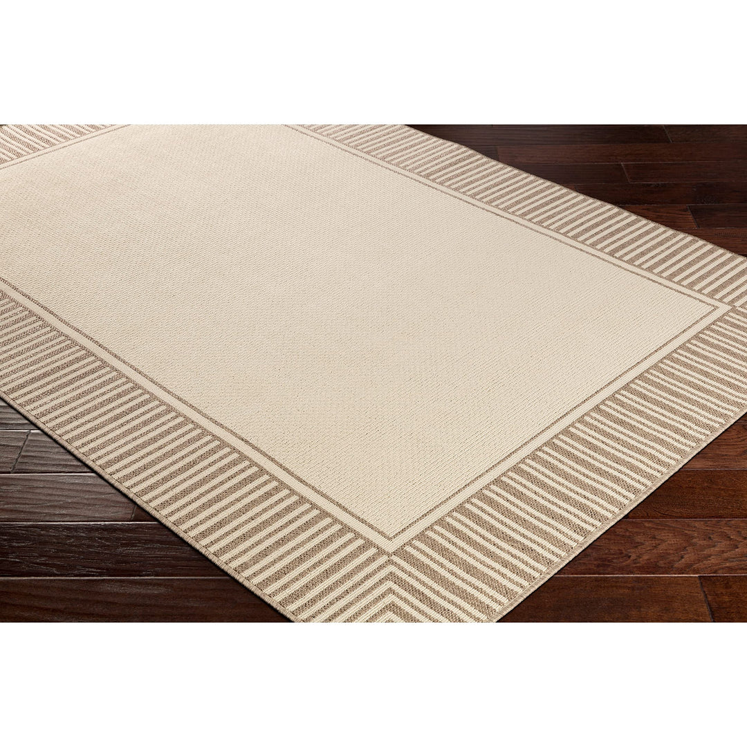 Border Indoor/Outdoor Area Rug 5'11" X 8'10" Beige Cream Transitional