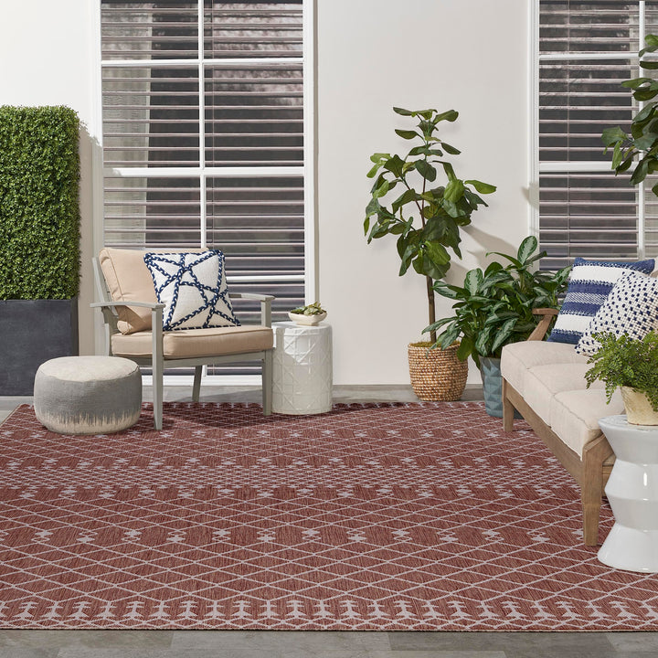 Nourison Positano Indoor/Outdoor Natural 9' x 12' Area Rug Easy Cleaning Non 9' x 12' - Natural