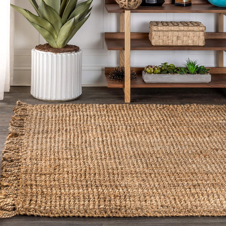 JONATHAN Y Maras Hand Woven Chunky Jute with Fringe Area Rug